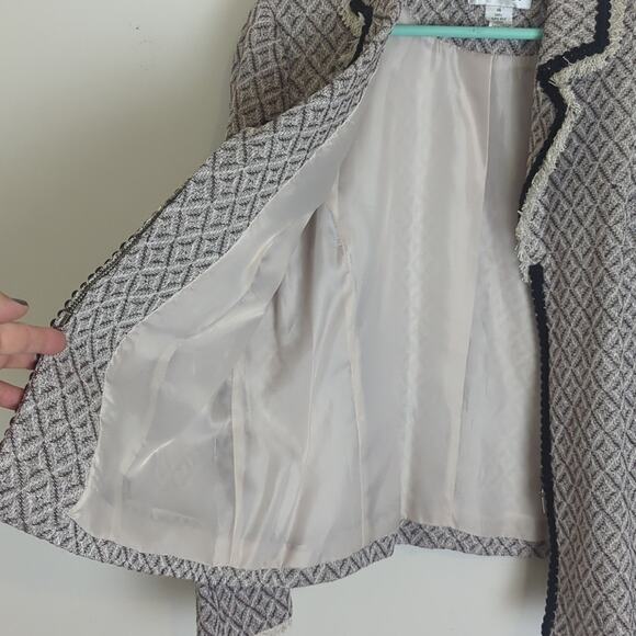 Silk Zip Front Blazer With Fringe Diamond Print Women's Size 14* - Picture 5 of 10